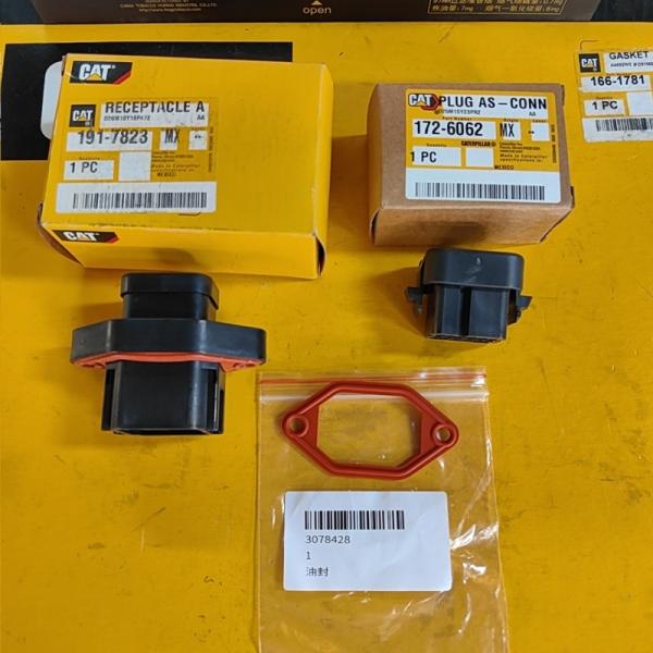 Caterpillar C9 injector harness connector 191-7823, injector harness gasket 307-8428, injector harness connector lock 172-6062