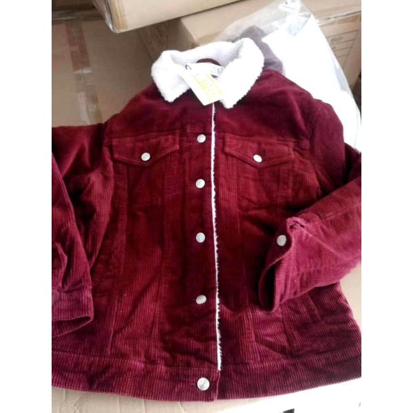 Brown Red Black Sherpa Lined Corduroy Jacket 4 Pockets Keep Warm