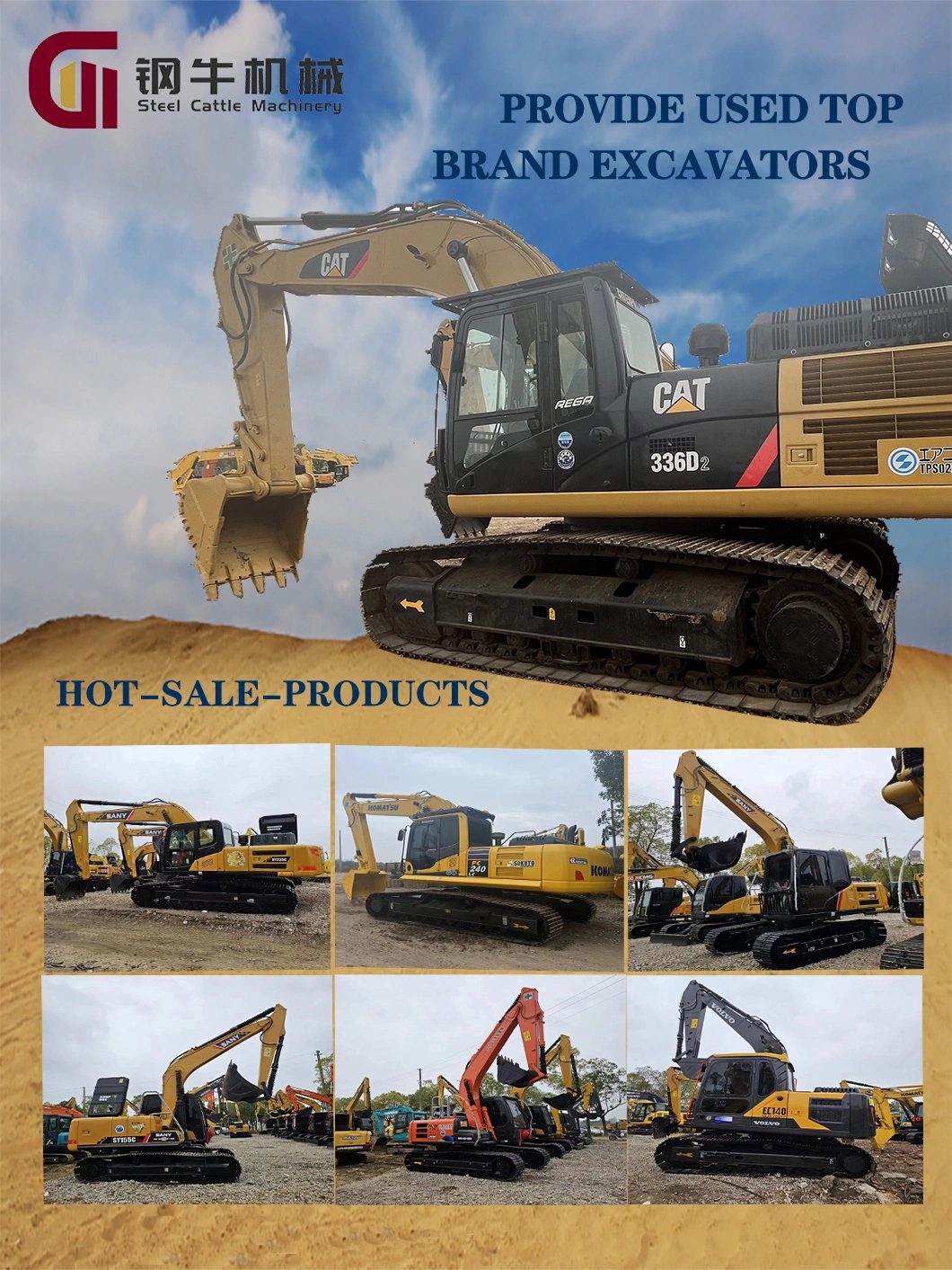 Used Large Backhoe Excavator Komatsu PC450 Hydraulic Crawler Excavator PC56/120/240/350/450 Sany Sy75/215/235/365