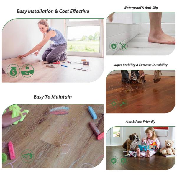 Ice Snow Burlywood Unilin SPC Click Flooring Wood Grain Sound Proof GKBM Greenpy MJ-W6001
