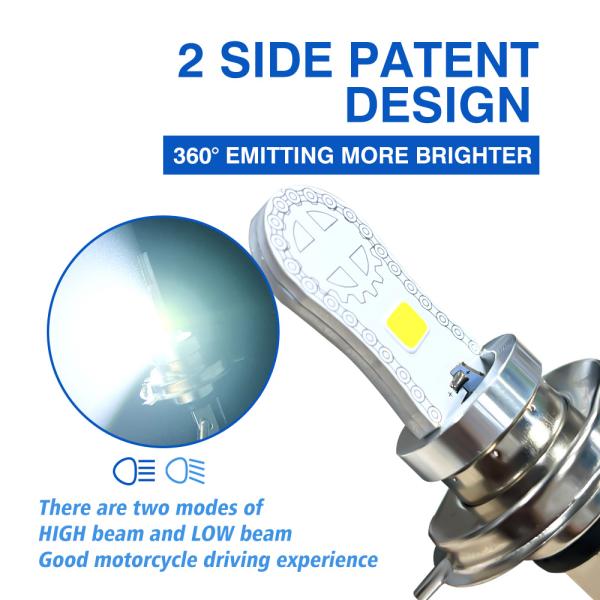 AC/DC8-80V H4 HS1 BA20D H6 COB LED Motorcycle Headlight Bulb With Aluminum Base Board