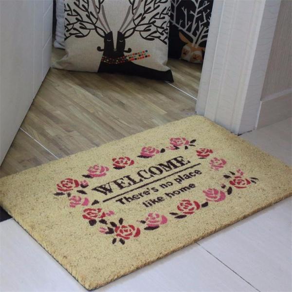 Brown Coir Entrance Matting , Coir Logo Mats Healthy Environmental Function