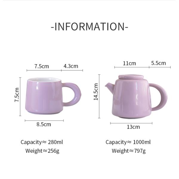 Ceramic Teapot Set Japanese Style Porcelain Tea Pot With Cup Saucer Metal Holder Stand