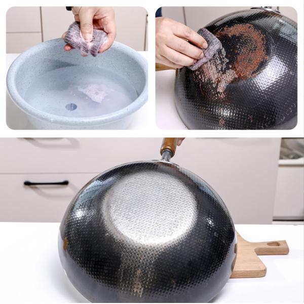 Steel Wool Scrubber With Cleaning Agents For Kitchen Pots Dishes Heavy Duty Wire Cleaning Ball