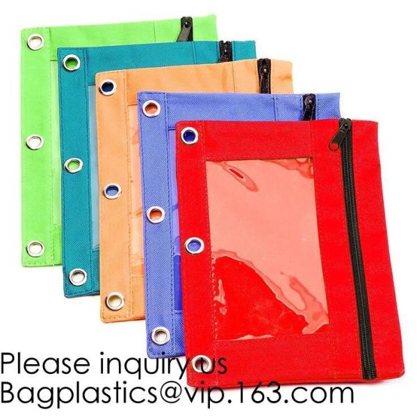 Stationery products Pencil Pouch Pvc Portable Pencil Case For Students,3 Ring Binder Zippered Pencil Pouches with Clear