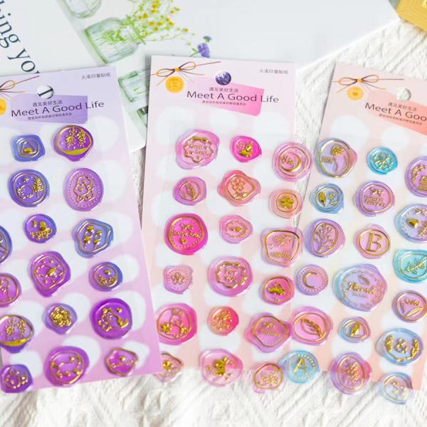 Custom Brand LOGO Transparent Sealing Wax Stickers 3D Foil Stamping For Packing Decorate
