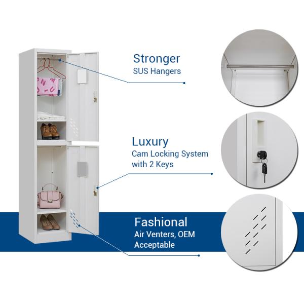 380mm Width 0.054 CBM 2 Compartment Steel Locker