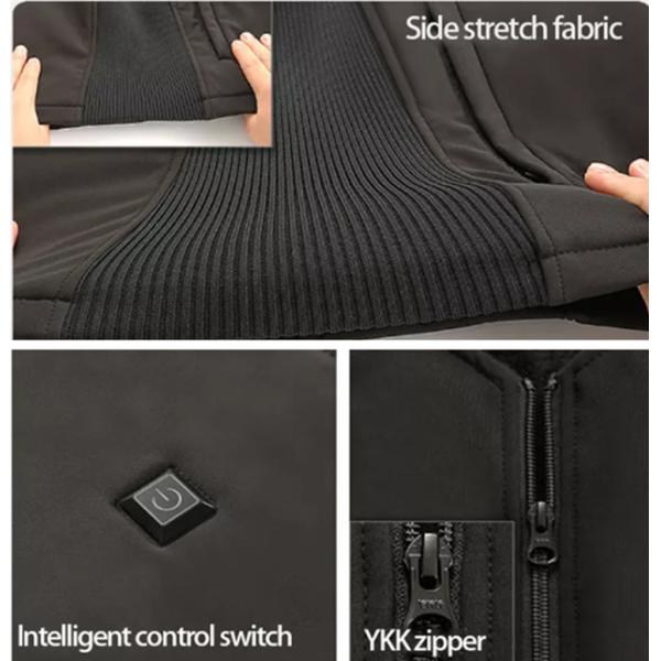 7.4V DC Rechargeable Heated Vest 3 Heating Zones Polyester Spandex Surface