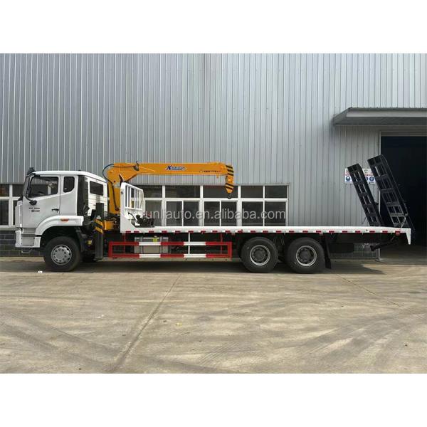 Direct Factory SINOTRUK HOWO 6x4 20 Tons Flat Bed Truck Mounted 10 Tons Crane