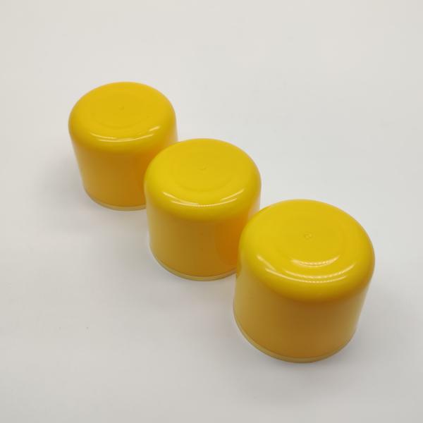 28mm Yellow Double Wall Cap , Hot Stamping Plastic Bottle Cover