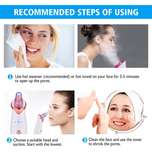Electric Facial Pore Blackhead Vacuum Suction Remove Machine with 5 Probes Remove Dead Skin Professional Facial Care