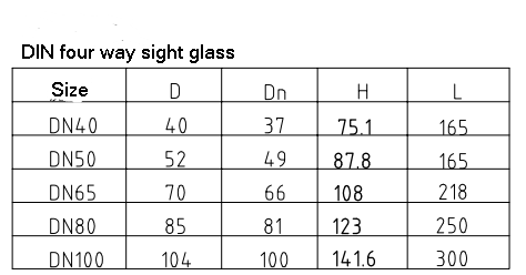 DN25 150 Degrees Waterproof Hygienic Sight Glass