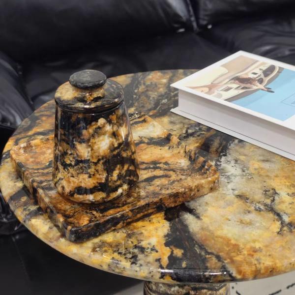 Brazilian Polished Multi Functional Round Marble Coffee Table Marble Top Side Table