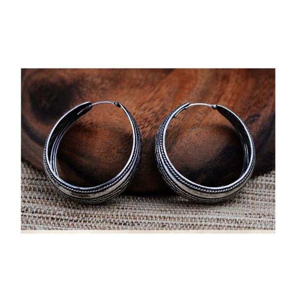 Sterling Silver Hoop Earrings Vintage Style Jewelry (XH041024)