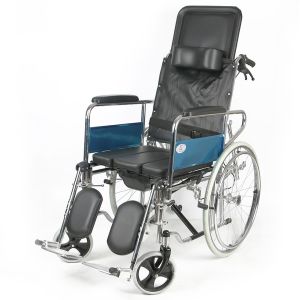 China Full Lying Multifunctional Folding Steel Wheelchair With Toiletable Medical Chair on sale