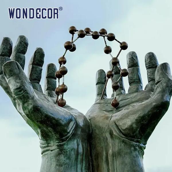 Large Outdoor Garden square Metal Decorative Hand Bronze sculpture