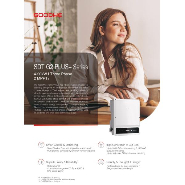 SDT G2 PLUS+ series GW20K-SDT-20 Goodwe On Grid Inverter On Grid Solar Inverter 20kW three phase residential inverter