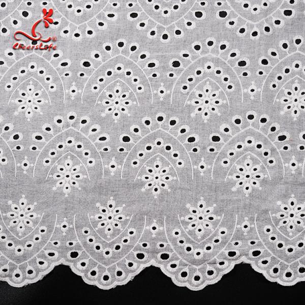 2019 Hot White Cotton Fabrics Embroidered Lace Fabric For Bridal