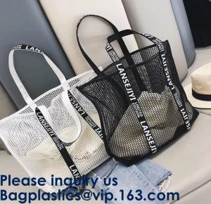 Quality Mesh Beach Bags Totes, Extra Large Pockets, Oversized Big Duffle Bag, net bags, Grocery Produce Pockets wholesale