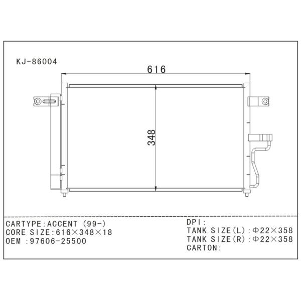 Hyundai Accent 1999 Auto AC Condenser , parallel flow condenser 97606-25500