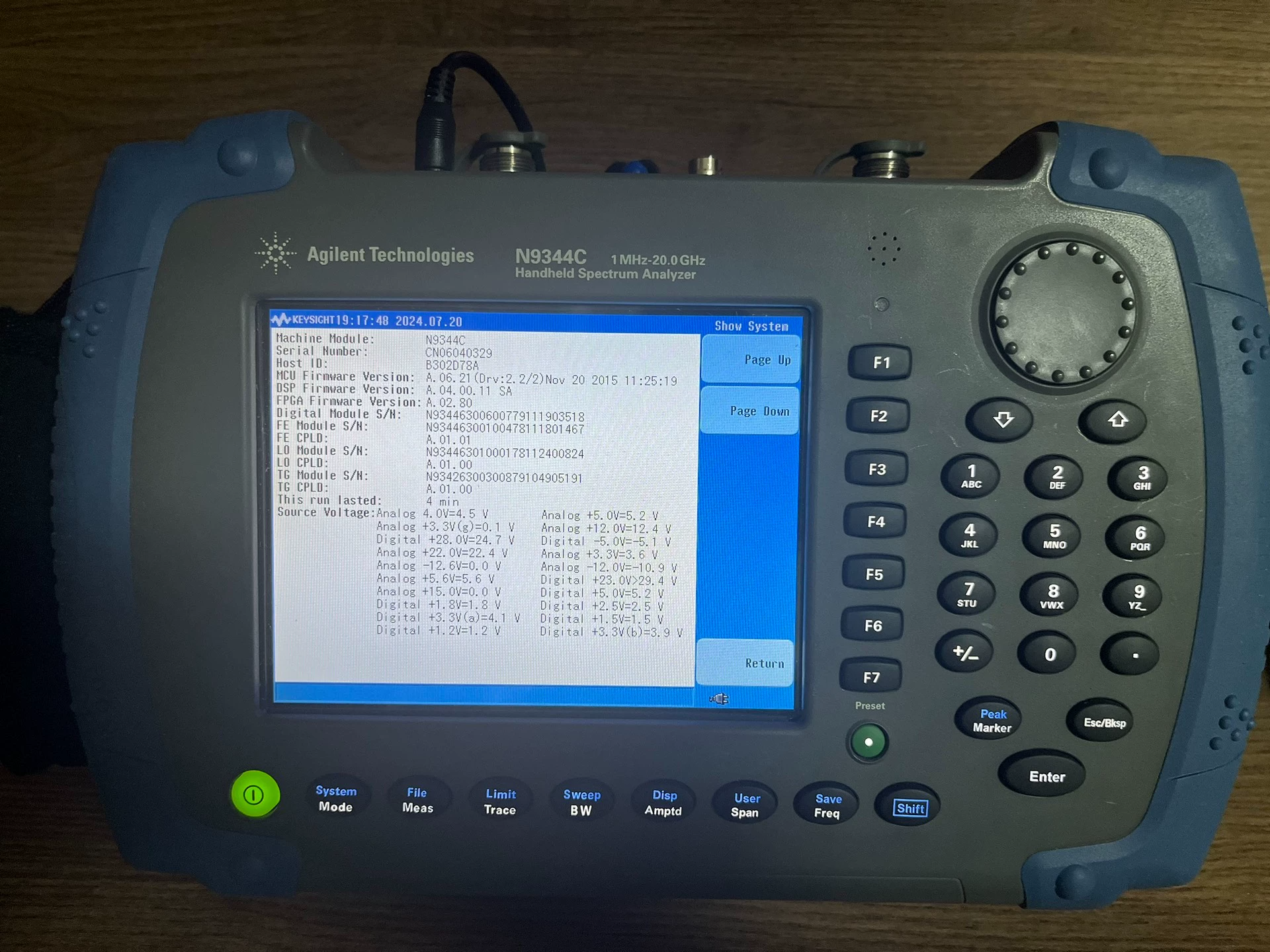 20 GHz Handheld RF Spectrum Analyzer Agilent Keysight N9344C