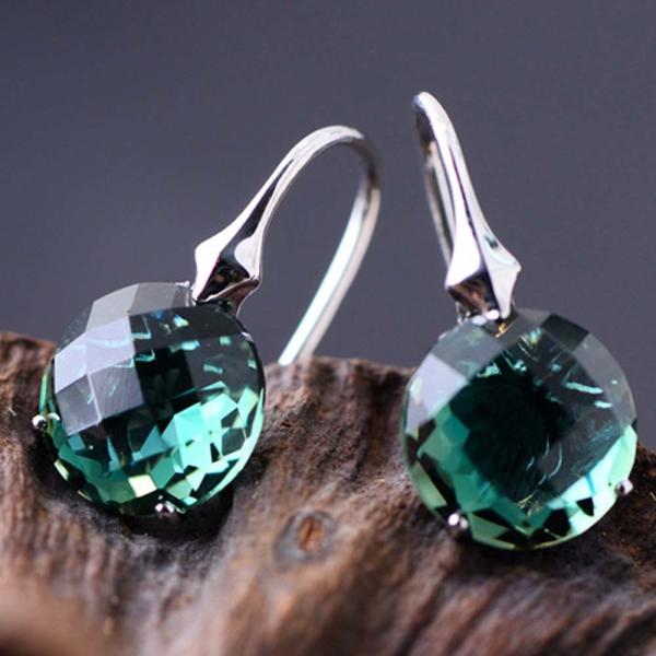 Sterlilng 925 Silver Green Cubic Zircon Drop Earrings Women Jewelry (060308)