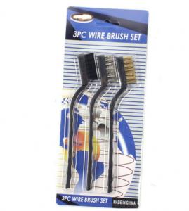Quality 3 Pcs Mini Wire Brush Set Steel Brass Pp Handheld Cleaning Polishing Metal Rust Brush wholesale