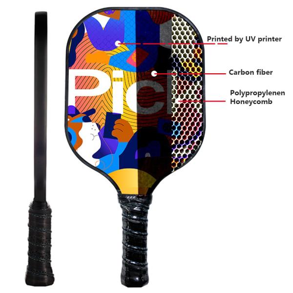 PP Honeycomb UV Print Carbon Fiber Pickleball Paddle Customized Logo
