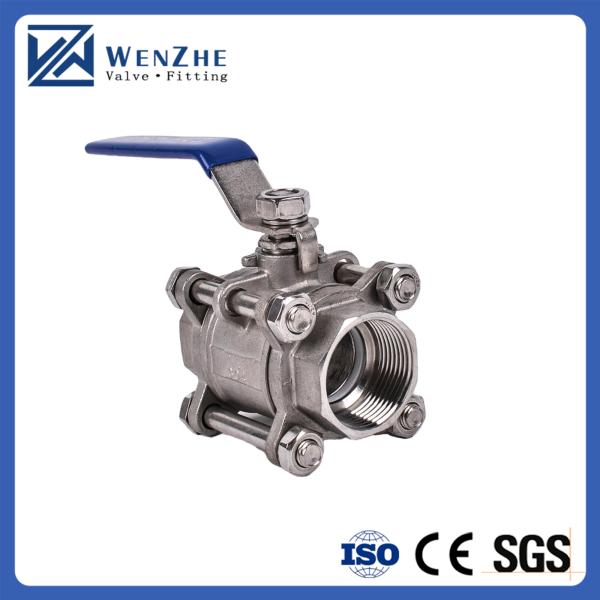 Stainless Steel 304 3PC Ball Valve for Water Media Silver Tri-Clamp Clover Pipe Lined