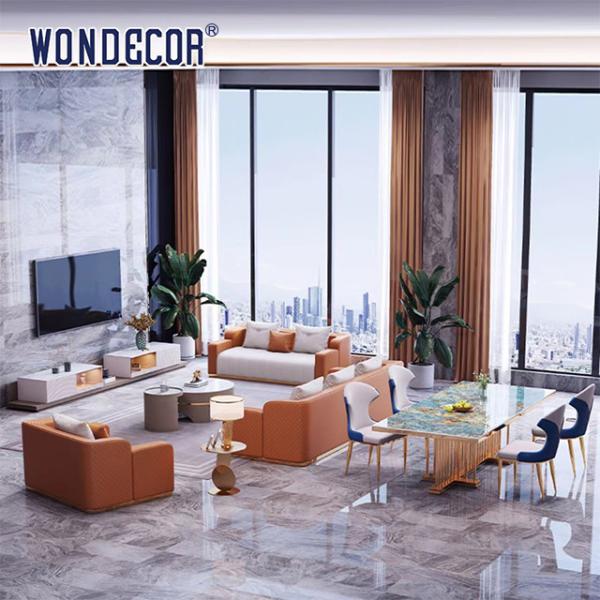 Hotel Luxury Furniture Art Marble Countertop Kitchen Table Stainless Steel Gold Plated