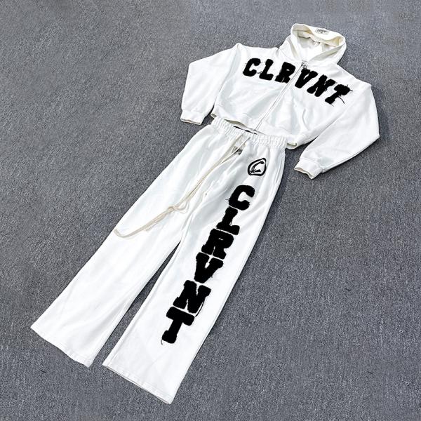 Men's Custom Tracksuit Set With Vintage Applique Embroidered Hoodie And Joggers