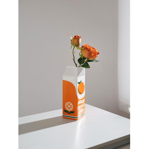 Commercial Buyer Gifts Stores Modern Nordic Elegant Orange Fruit Ceramic Vase On-glazed