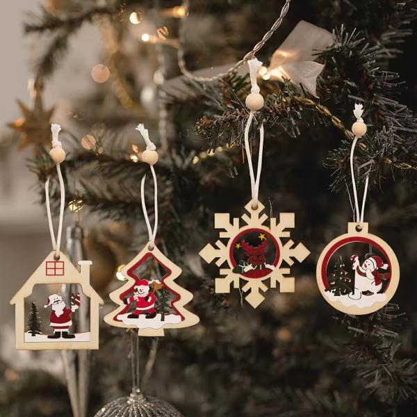 Festive Christmas Wooden hangings Party Christmas decorations Wooden Christmas ornaments
