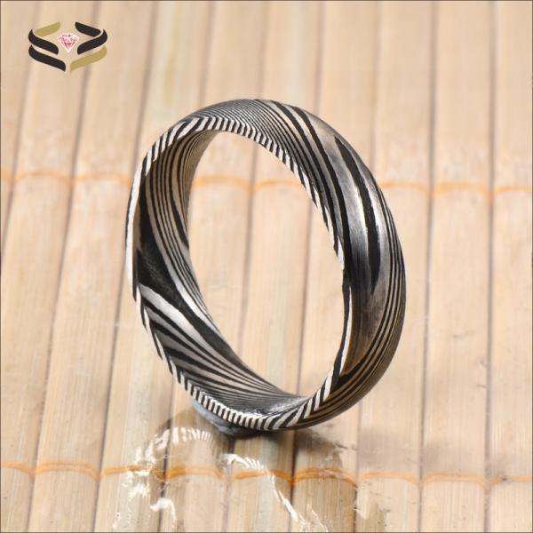 Men Women Damascus Steel Rings for Wedding Engagement Anniversary Gift