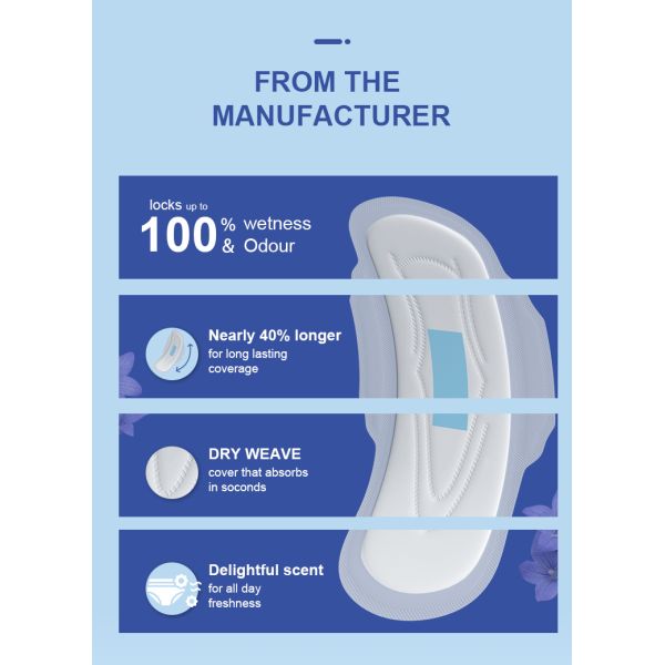Locks up to 100% Wetness with Added 40% Longer for Long Lasting Coverage Girls and Women Underwear Sanitary Pads