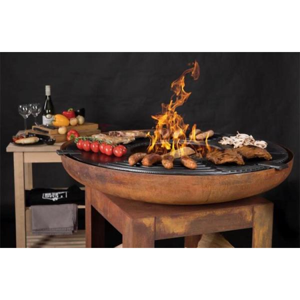 Modern Outdoor Kitchen BBQ Grill Corten Steel Barbecue Plancha Fire Bowl
