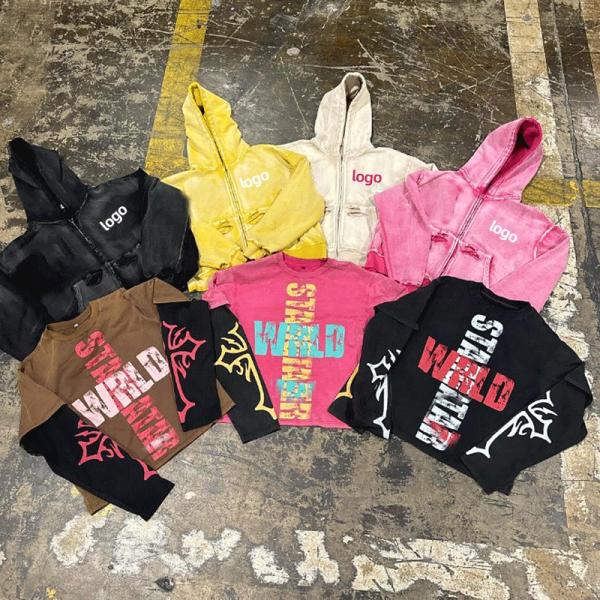 OEM Service Luxury Streetwear Graphic Hoodies Plain Acid Wash Hoodie Anti Pilling