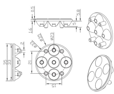 Hotel and Commercial Lighting PMMA COB LED Lens with Narrow Beam Angles