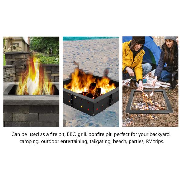 Outdoor Wood Burning Bonfire Fire Pit Insert Ring Liner with Toughness Carbon Steel