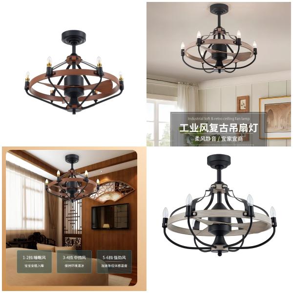 wholesale Retro Industry Ceiling Fan Light Modern LED Ceiling Fan With Light Remote Control Fan Lamp