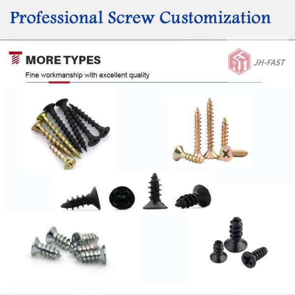 100% Inspection Black Wood Screw Tornillos Para Madera DIN 7982 with Metric Measurement