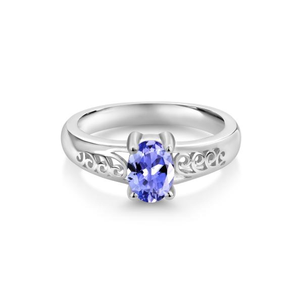0.25 Carat Tanzanite 0.925 Sterling Silver Ring Jewelry with White CZ Accent