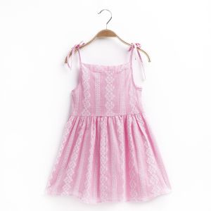 Quality New baby girls summer children's clothing sleeveless dress linen cotton newborn children spaghetti strap dress wholesale