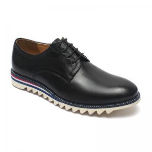 China Black Lace Up Anti Skid Mens Leather Casual Shoes on sale
