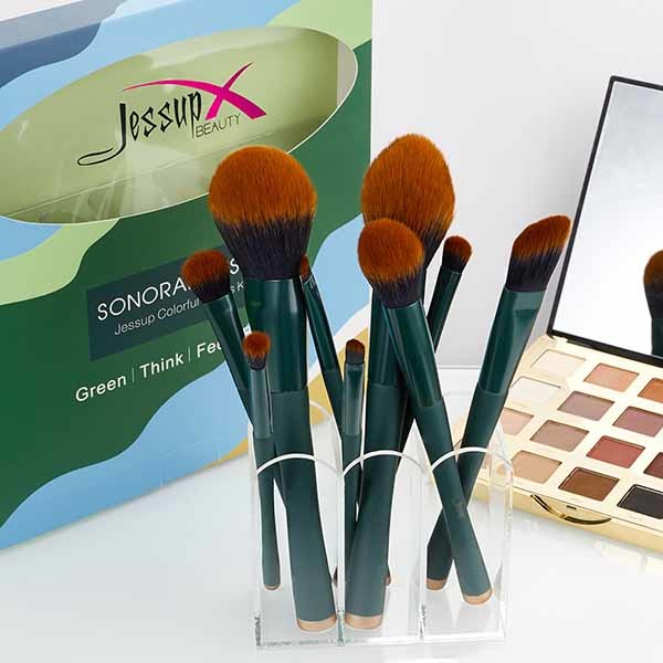 Jessup 9pcs Basic Makeup Brushes Set Trekking Green Color