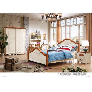 Mediterranean style European bedroom furniture wooden Double Bed