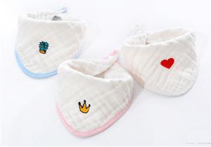 Quality 8 Layers of  Infant Embroidered  Ins Muslin Bib Lightweight，Absorbent Cotton New Baby Bandana Saliva Drool Bibs wholesale