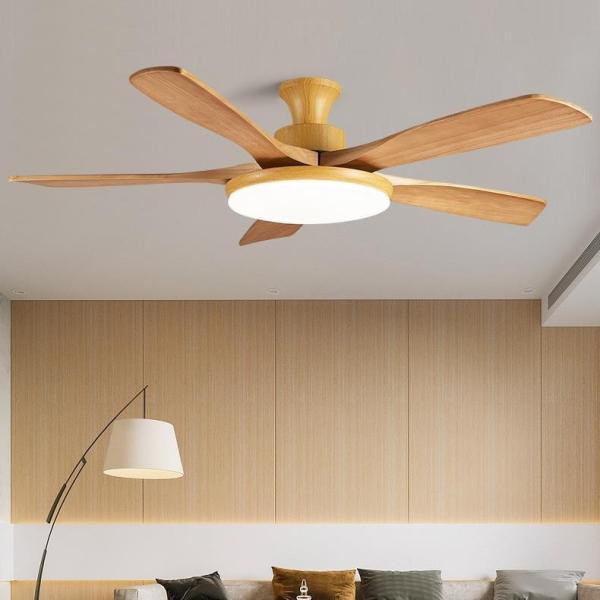 52 Inch 3 Leaf Solid Wood Blade Ceiling Fan Decorative Modern Luxury Custom LED Ceiling Fan With Lights