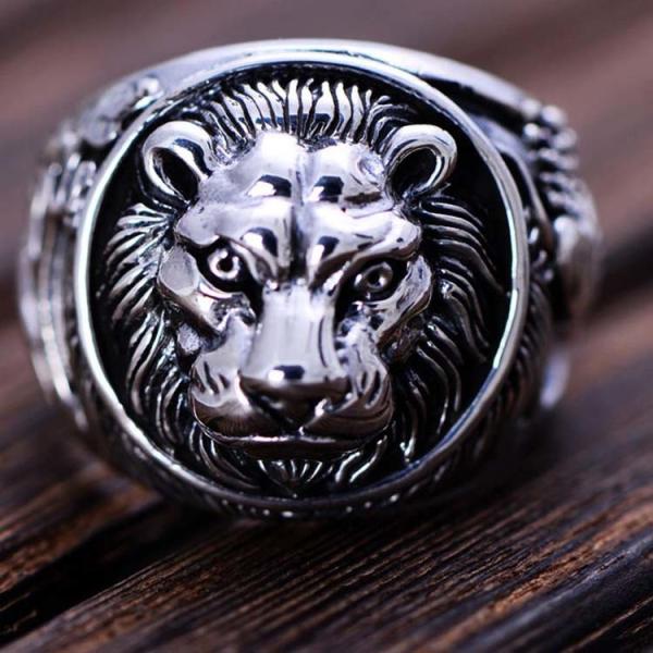 Sterling Silver Lion Men Thailand Vintage Silver Ring (R6030805)