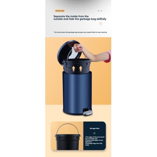 Steel and Pp Pedal Trash Can Bathroom Bin With Toilet Brush for Kitchen Recycling Storage for Household Items